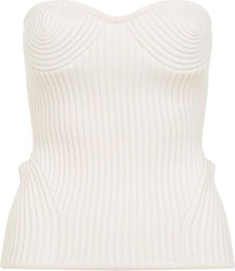 Jean Paul Gaultier Witte Dameskleding Top Aw 25 - Dames - Tops zonder mouwen - Wit - M - Wol - Tops