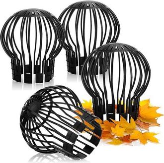 OEM Protector De Bajantes, Juego De 4 Piezas, Protectores De Canalones, Pl&aacute;stico, &Oslash; 12 X 14 Cm, Recolector De Hojas, Ramitas Y Ramas Ca&iacute;das, Negro