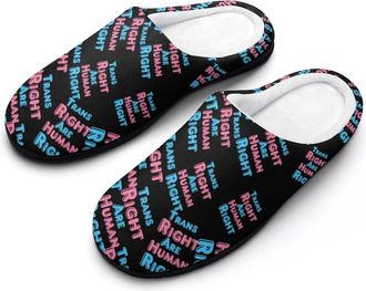Generic Trans Rights Are Human Rights Cotton Slippers for Women Indoor Outdoor Slipper Slip-On Memory Foam Home Shoes