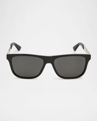 Gucci Men & apos;s Square Acetate Logo Sunglasses