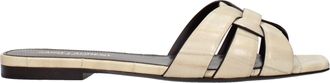 Saint Laurent eerbetoon damess Slippers En Klompen Beige/Ivoor Leer