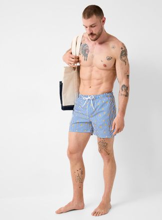 Jack & Jones Mens Mini pattern and twin-stripe swim trunk
