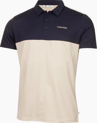 Calvin Klein Mens Embroidered Collared Neck Short Sleeve Polo Shirt - Tan - Size: 2X large