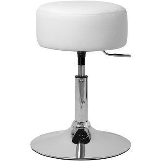 ML Design Ml-design Taburete De Maquillaje Acero Cromado Blanco Asiento Redondo &Oslash; 33cm De Tocador Silla Giratoria Regulable En Altura 52-65cm Mueble Make Up Tap