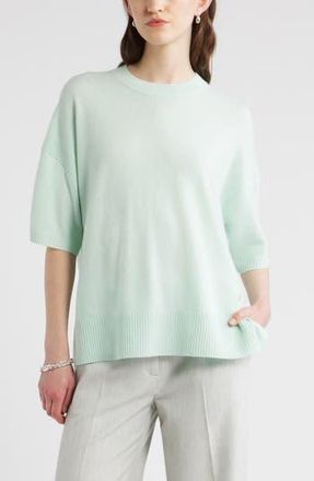 Nordstrom Relaxed Short Sleeve Cashmere Sweater in Green Joyful at Nordstrom Rack, Size Large/x-Large