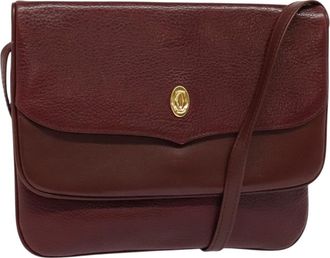 Cartier Must Line Burgundy Leather Shoulder Bag (Pre-Owned)