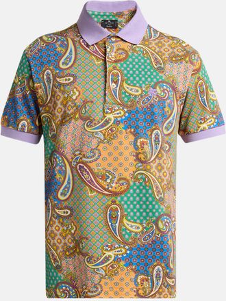 Etro Mens Paisley Cotton Pique Polo Shirt