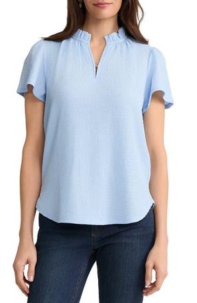 Jones New York Crinkle Flutter Sleeve Top in Breeze Blue at Nordstrom, Size X-Small