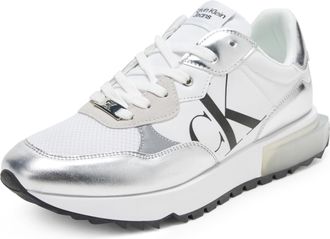 Calvin Klein Womens Magalee Sneaker, Silver/White 040, 4 UK