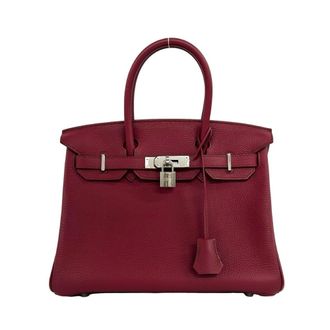 Herm&egrave;s Red Color Togo Leather Handbag Tote Bag (Pre-Owned)