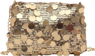 Generic Gold Clutch Sequins Evening Bag,Ladies Clutch Bag With Chain Stylish Gold Purple Silver Black Handbag for Parties,Wedding Handbag,Shiny Chain Shoulder