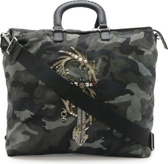 Prada Black Camouflage Green Multi-Color Nylon Shoulder Bag Tote Bag (Pre-Owned)