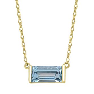 Diamond2Deal 10K Yellow Gold Swiss Blue Topaz Pendant Necklace 18