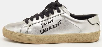 Saint Laurent Saint Laurent Court Classic Size 36.5 Silver Leather Low Top Sneakers