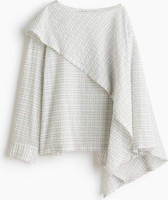 H&M Seersucker-Bluse mit Cape-Detail - White