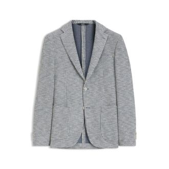 BOSS Slim-fit jacket in a patterned cotton blend