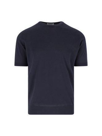 John Smedley Navy Blue Sea Island Cotton T-shirt
