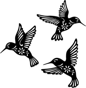 OEM Juego De 3 Adornos De Pared De Metal Con P&aacute;jaros Volando, Color Negro