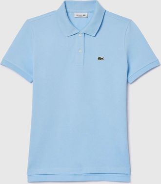 Lacoste Womens Regular-Fit Petit Polo Shirt in Blue Cotton - Size 12 UK