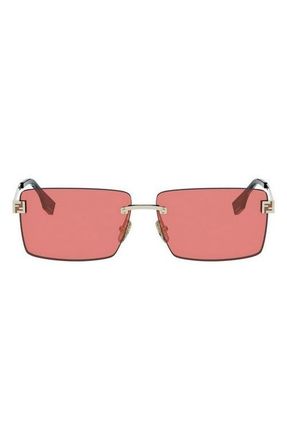 Fendi Sky Rimless Rectangular Sunglasses in Gold /Bordeaux at Nordstrom