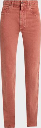 Chlo&eacute; Mid-Rise Denim Straight-Leg Jeans