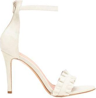 8 by YOOX SUEDE ALMOND TOE SANDAL W/ LEATHER FRILL