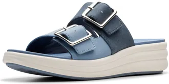 Clarks Womens Drift Buckle Slide Sandal, Denim Combi, 6.5 UK