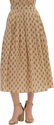 Entro Floral Pleated Midi Skirt In Beige