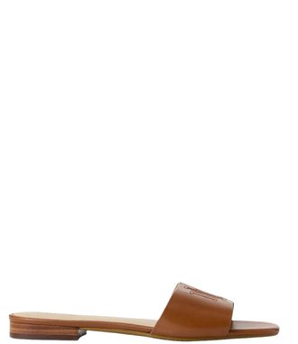 Ralph Lauren Everley Slide Sandals - Brown Leather