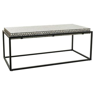 Wanderlust Deco Mesa De Centro Rectangular De Madera Acabado En Capiz Gris 124x60x49