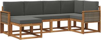 vidaXL Conjunto De Sof&aacute;s De Exterior 6 Uds. Natural Y Antracita Vidaxl