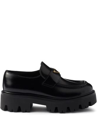 Prada Brushed Leather Chunky Loafers Shoes