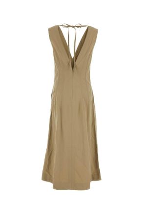 Bottega Veneta Womens Cappuccino Cotton Blend Dress Sabbia Abiti