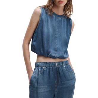Rag & Bone rb Miramar Satin Mica Sleeveless Crop Bubble Top in Jasper at Nordstrom, Size X-Large
