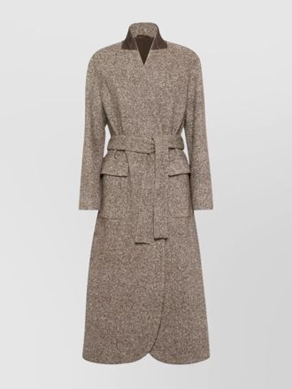 Brunello Cucinelli coat wrap belted notched lapel