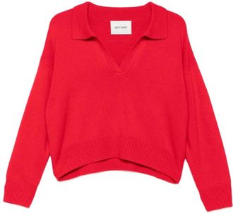 Soft Goat Trui met polokraag en V-hals - Dames - Cashmere truien - Rood - S - Wol - Truien & Vesten