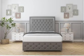 Comfort Beds Sofia Chrome Dumfries Divan Set No Drawers-26 Headboard-Footboard in Light Grey | Size: Super King