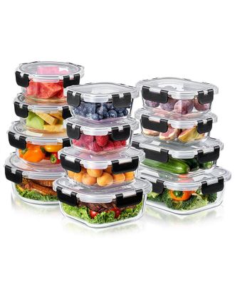 Sorbus Set Of 24 Glass Meal Prep Containers With Airtight Lids