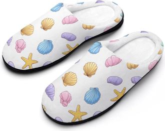 Generic Seashell Starfish Colorful Mens Slippers Comfortable And Non-slip Cotton Slipper Shoe for House