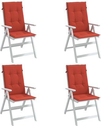 vidaXL Cojines Silla Respaldo Alto 4 Uds Tela Rojo Melange 120x50x4 Cm Vidaxl