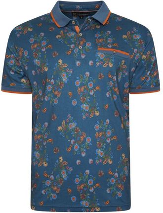 KAM Polo Shirt Floral Print Short Sleeve Cotton Casual Fancy Mens Plus Size 2XL-8XL 5494 (UK, Alpha, 4XL, Plus, Regular, Blue)