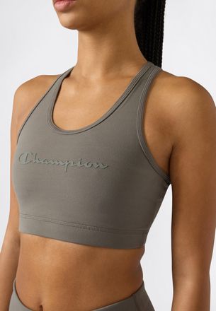 Champion Sport-BH CHAMPION PERFRORMANCE Quick Dry Bra with big Logo, Damen, Gr. M, N-Gr, dgg, Obermaterial: 78% Polyester, 22% Elasthan, BHs Sport-BH, f&uuml;r Spor