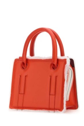 DENTRO Womens Coral Leather Mini Otto Handbag Red Borse A Mano