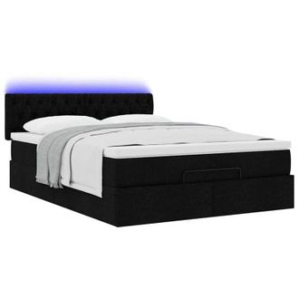 vidaXL Cama Otomana Con Colch&oacute;n Led Negra 140x190 Cm Tela Vidaxl