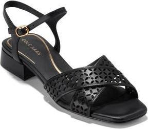 Cole Haan Patie Sandal in Black Perforated Leather at Nordstrom Rack, Size 9.5