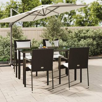 vidaXL Vidaxl - Set De Muebles Jard&iacute;n 5 Pzas Con Cojines Rat&aacute;n Sint&eacute;tico Negro