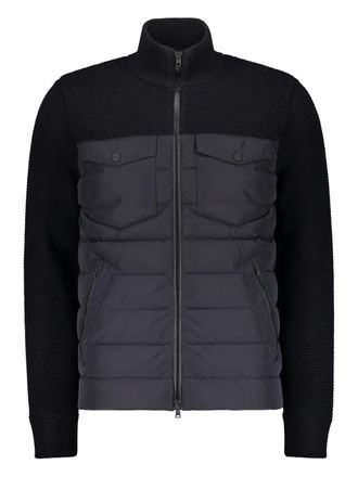 Herno padded-panel knitted jacket - men - Goose Feather/RWS Virgin Wool/Goose Down/Polyester - 52 - Black