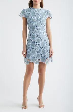ZOE AND CLAIRE Floral Lace Cap Sleeve Dress in Blue at Nordstrom, Size X-Large