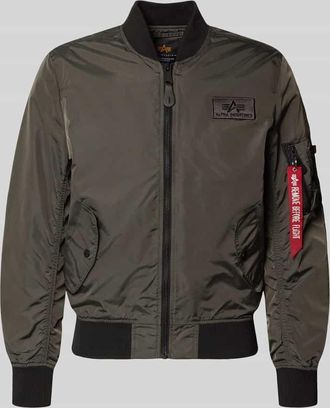 Alpha Industries Alpha Industries Regular Fit Bomberjacke mit Logo-Patch in Anthrazit, Gr&ouml;&szlig;e XXL