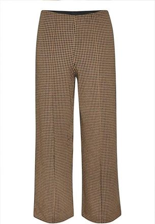 Part Two Bruin Geruite Wijde Pijp Broek - Dames - Wijde Broeken - Bruin - 3XL - Polyester - Broeken